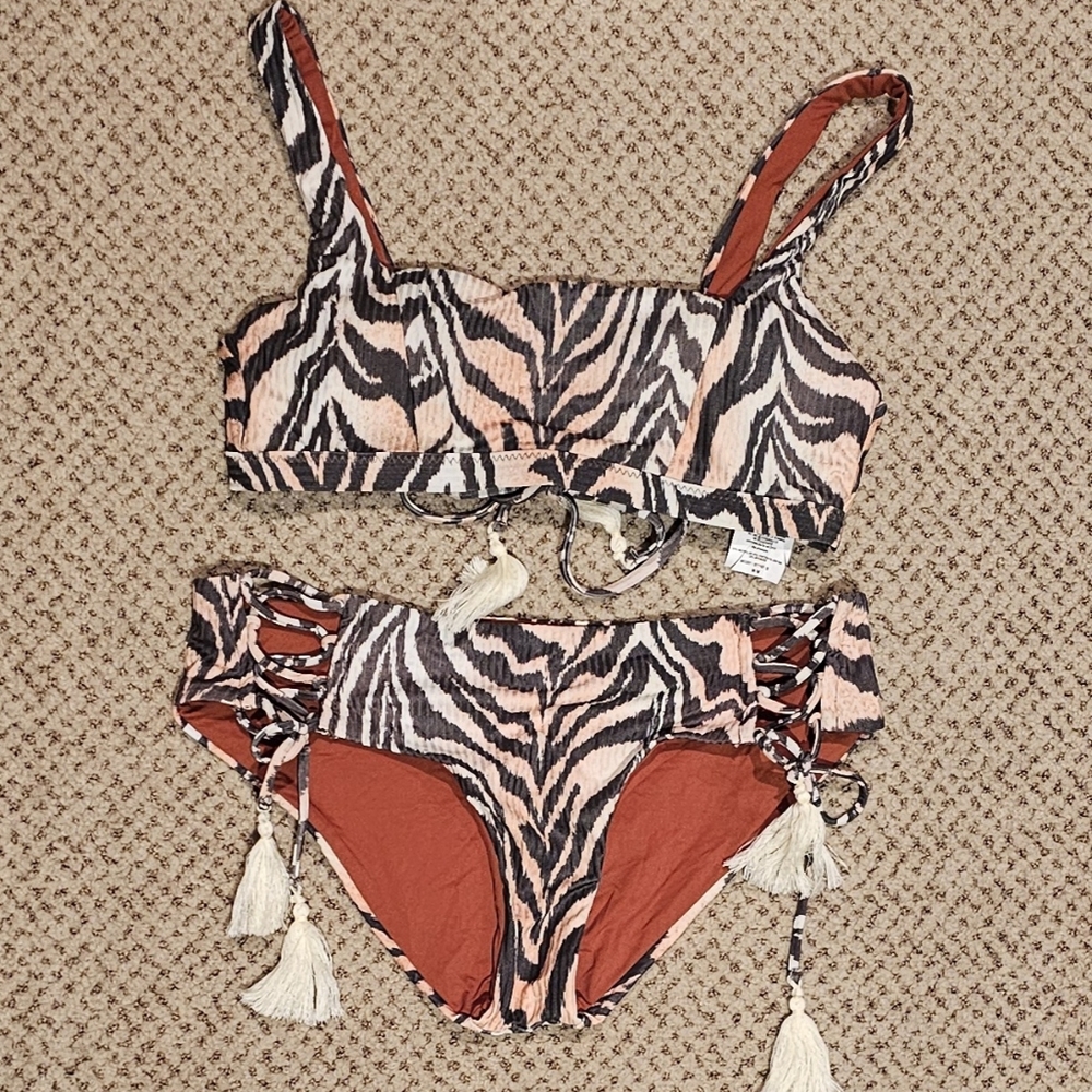 Two piece zebra print Becca swimsuit
